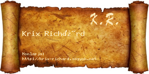 Krix Richárd névjegykártya
