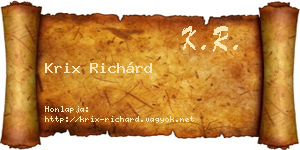 Krix Richárd névjegykártya